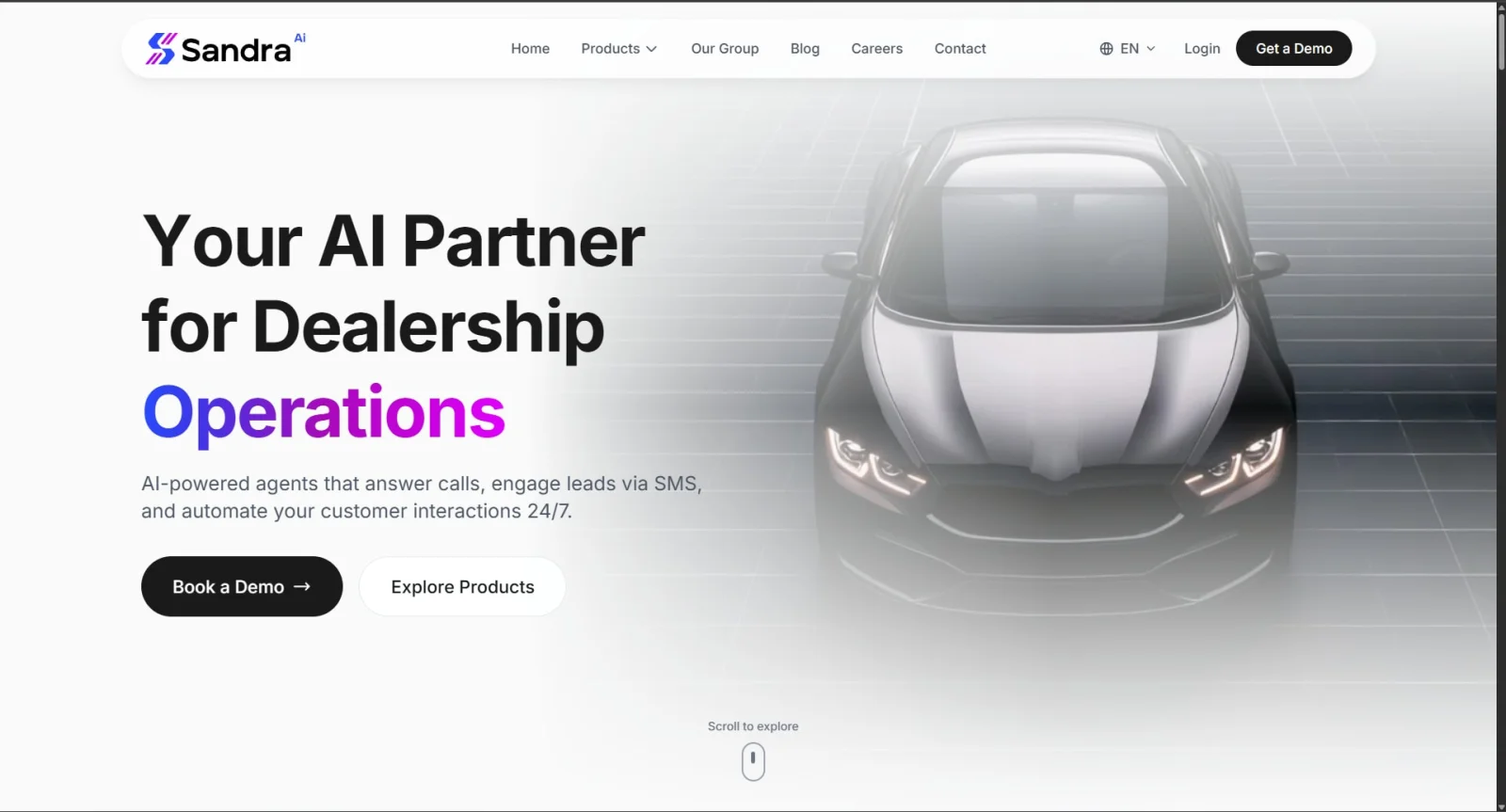 Sandra AI Website screenshot