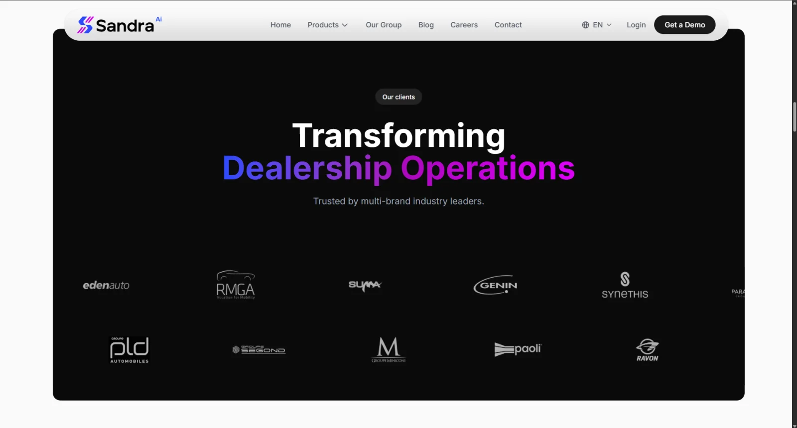 Sandra AI Website screenshot